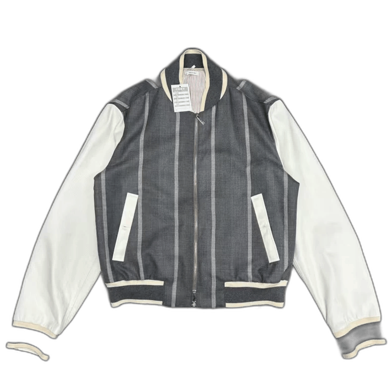 Thom Browne Thom Browne Striped Leather Sleeve Bomber Jacket Size US M / EU 48-50 / 2 - 1 Thumbnail