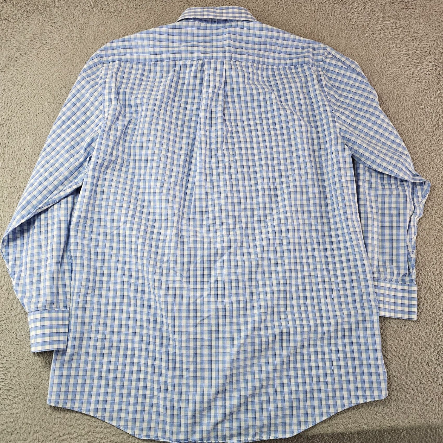 Stafford Stafford Dress Shirt Men’s Size 16 Regular Blue Check Broadcloth Long Sleeve Button Collared Non-Iron Wrinkle Resistant Size 42R - 7 Thumbnail