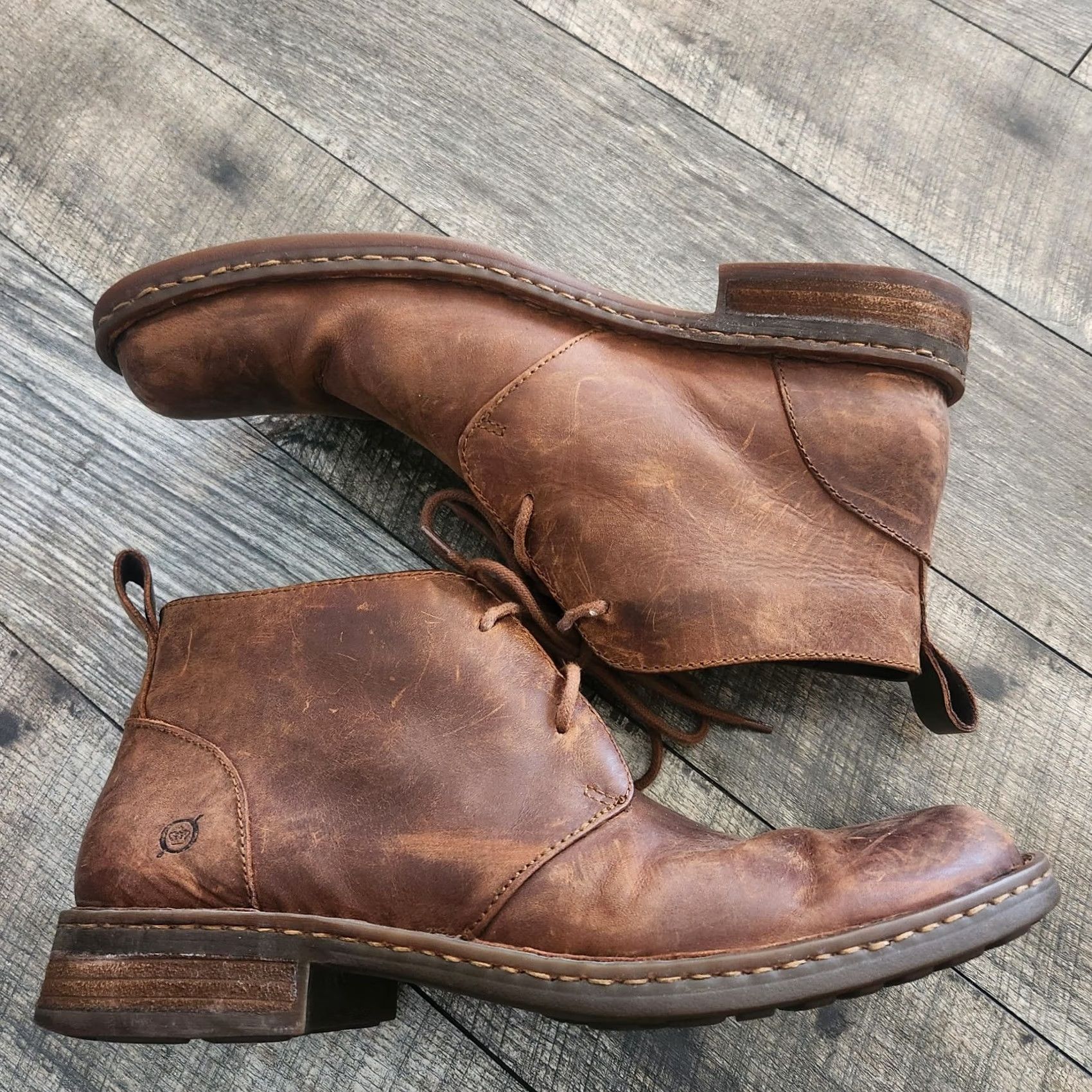Born Børn Born H57206 Chukka Boot Mens 11.5 M Brown Leather Lace Up Ankle Distressed Casual Shoes Size US 12 / EU 45 - 7 Thumbnail