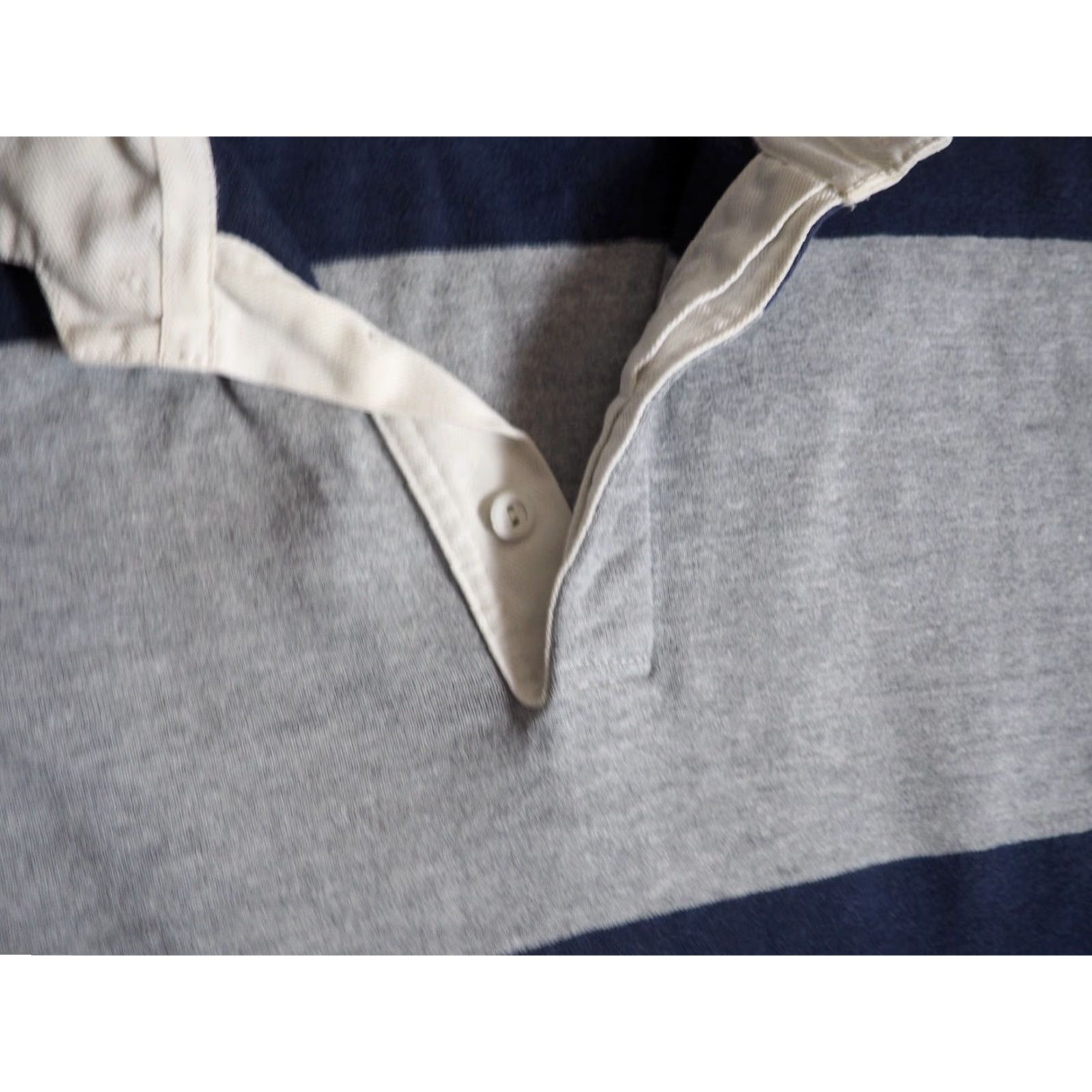 Lands' End VTG Lands End Rugby Polo Shirt L/S Shirt Men XL Blue Gray Striped Cotton 80s 90s Comfort Casual Size US XL / EU 56 / 4 - 5 Thumbnail