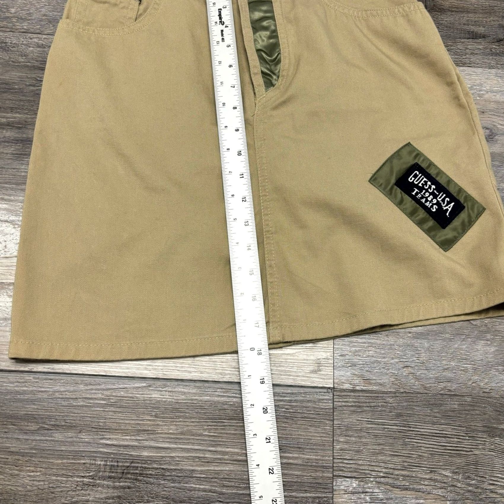 Guess VINTAGE Guess Georges Marciano Tan Green Womens 26" Denim Mini Skirt USA Size 26" / US 2 / IT 38 - 7 Thumbnail