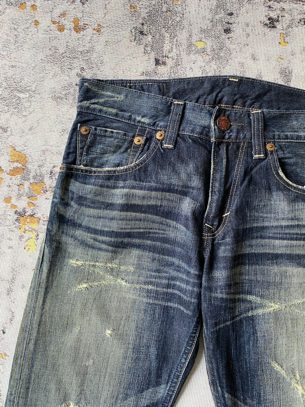 Japanese Brand Edwin 503 Blue Trip Claws Mark Distressed Flare Denim Size US 32 / EU 48 - 11 Thumbnail