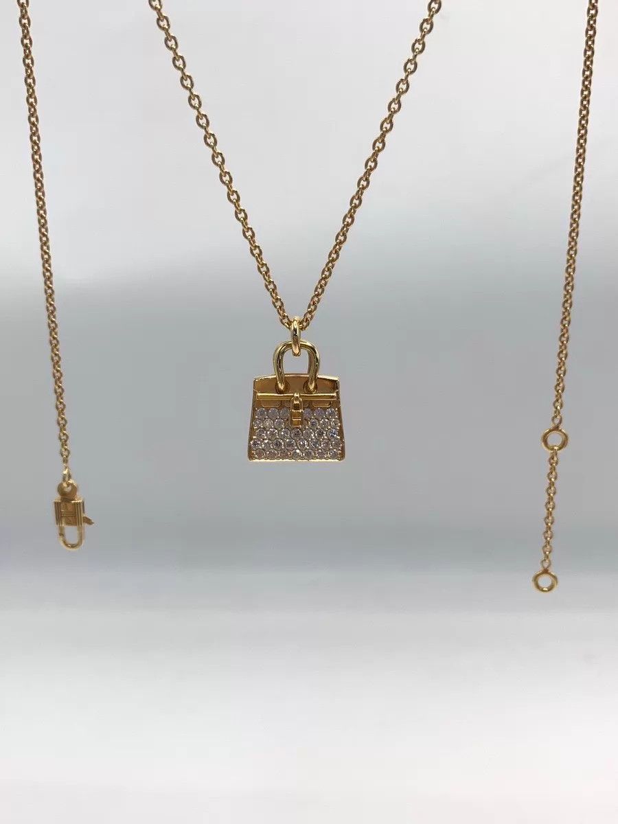 Hermes Hermès 2022 Rose Gold BK Full Diamond Necklace w/ Box & Card Size ONE SIZE - 1 Thumbnail