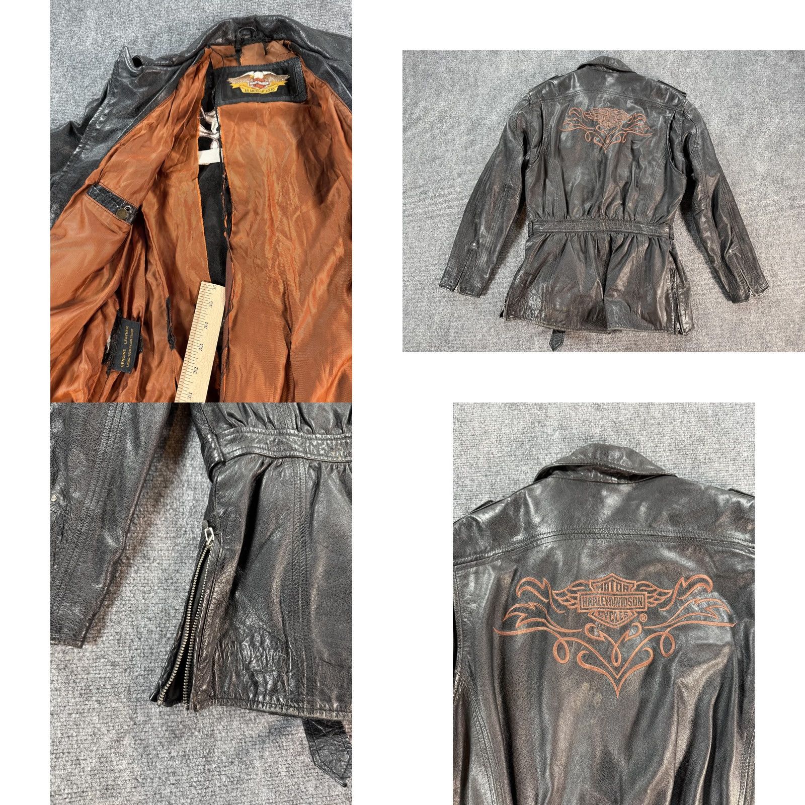 Harley Davidson VINTAGE Harley Davidson Jacket Womens Medium Black Leather Moto Biker 90s Size M / US 6-8 / IT 42-44 - 10 Thumbnail