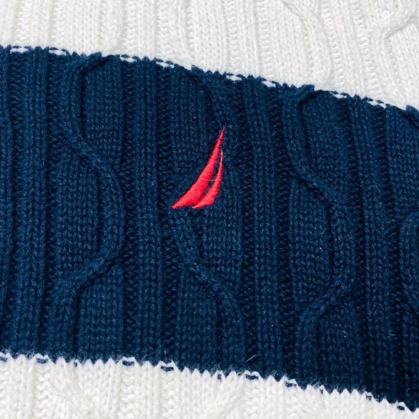 Nautica Nautica Sweater Mens 2XL Navy Blue White Cable Knit Fisherman Coastal Preppy Size US XXL / EU 58 / 5 - 6 Thumbnail