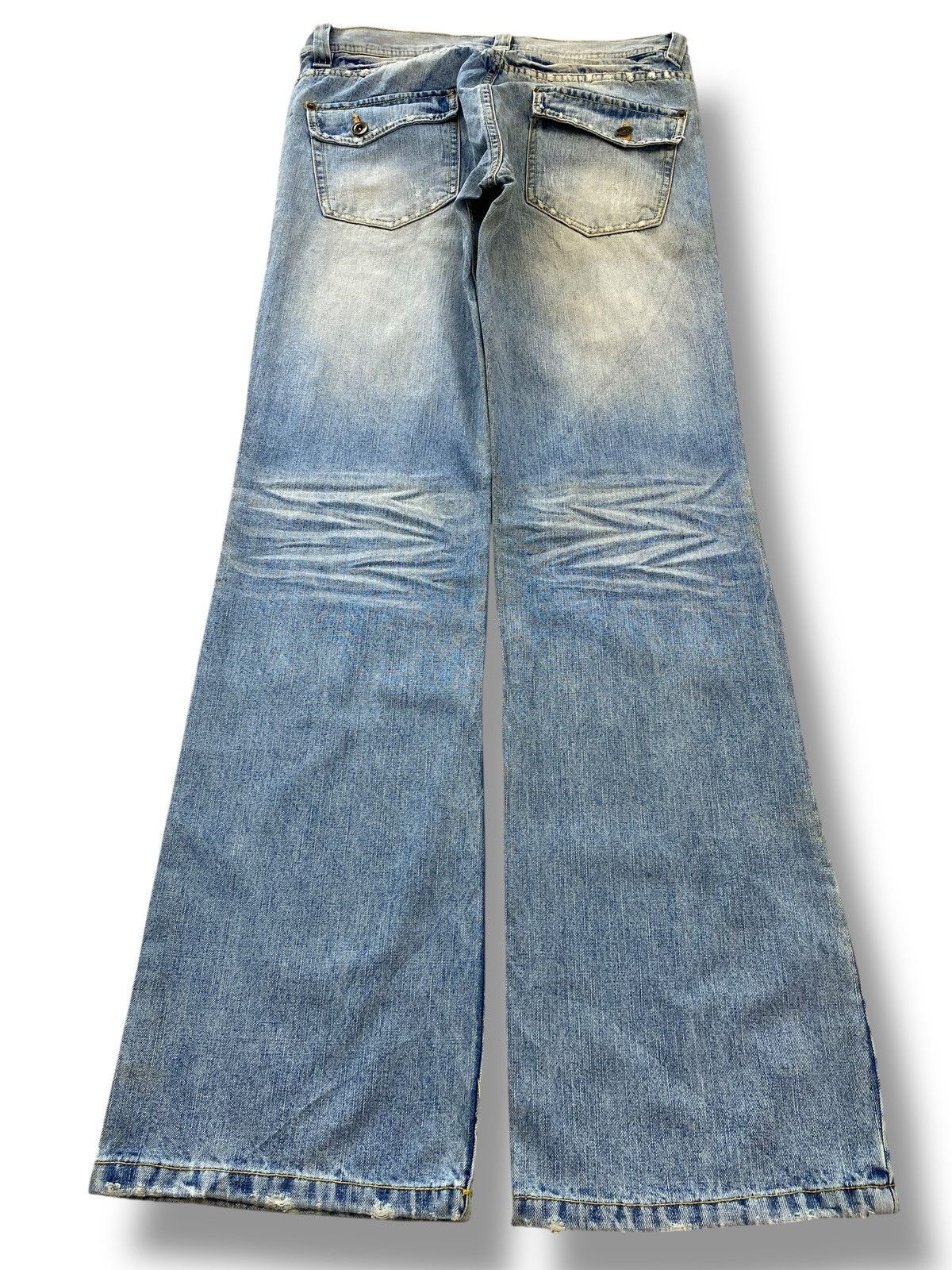 pandora Pandora Faded Blue Wash Ripped Style Flare Jeans Size US 32 / EU 48 - 3 Thumbnail