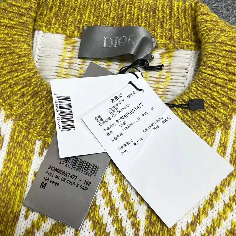 Dior Dior Yellow CD Diamond Knit Sweater Size US M / EU 48-50 / 2 - 4 Thumbnail