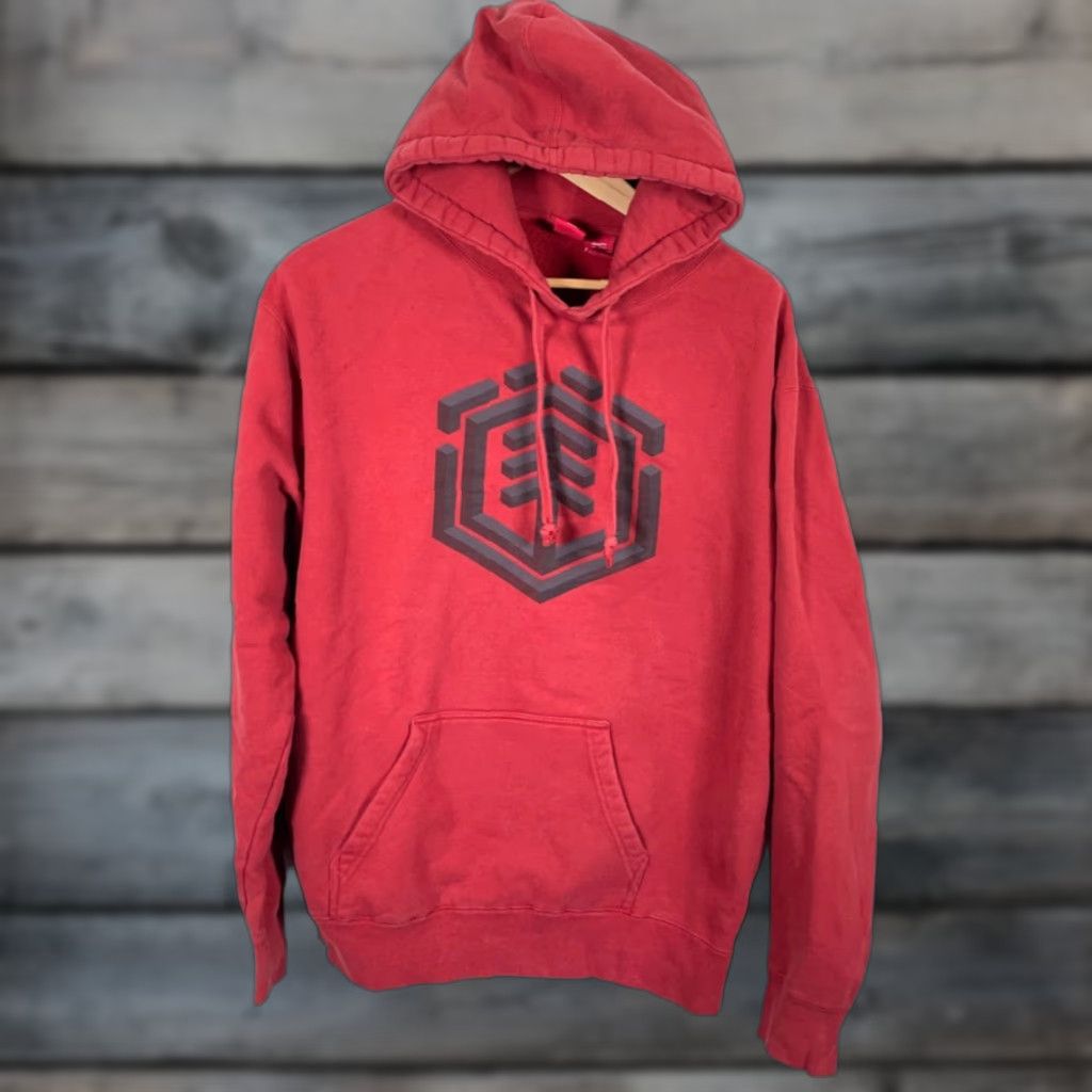 Element VINTAGE Element Hoodie Men's XL Red Graphic Print Heavyweight Pockets Pullover Crew Neck Skateboarding Fall Winter Size US XL / EU 56 / 4 - 1 Thumbnail
