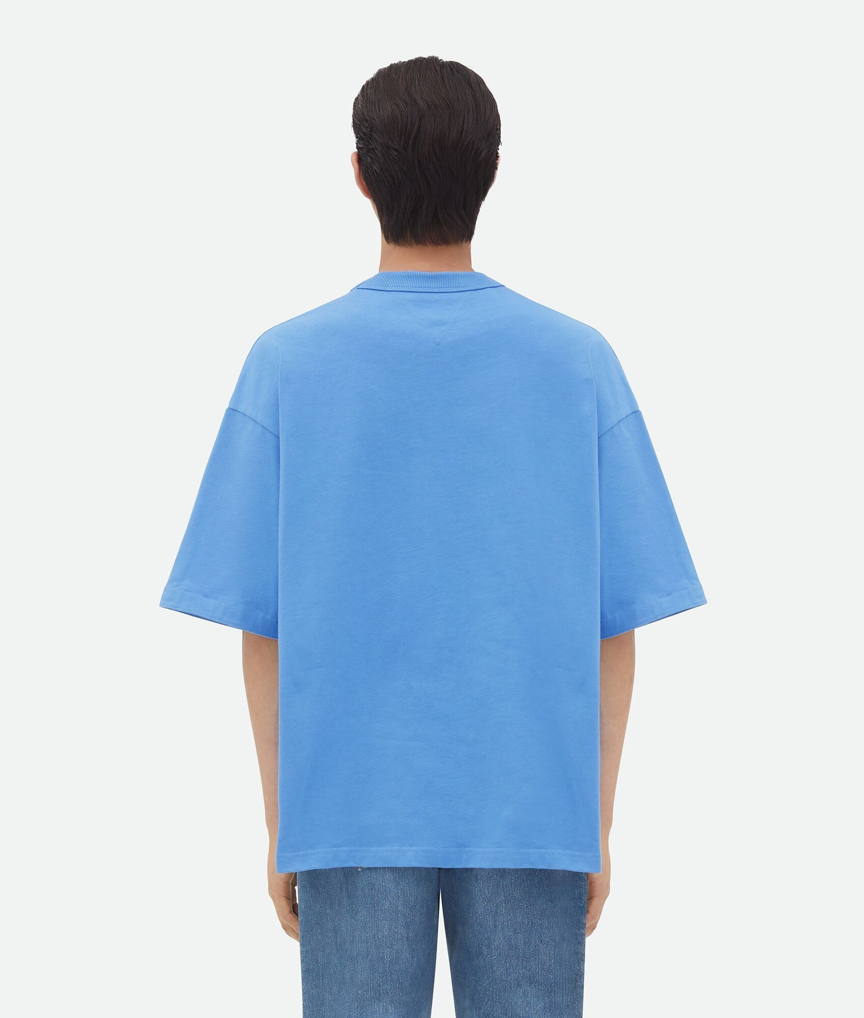 Bottega Veneta o1w1db10525 Cotton Jersey T-Shirt in Blue Size US L / EU 52-54 / 3 - 3 Thumbnail