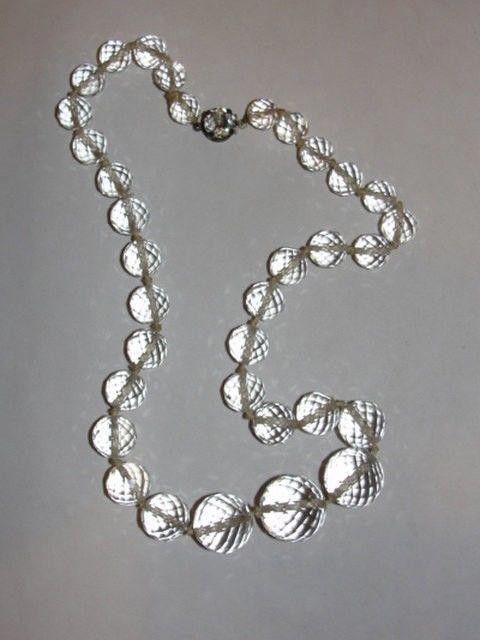 Designer Art Deco Sterling Silver, Rock Crystal Quartz Bead Necklace Size ONE SIZE - 2 Thumbnail