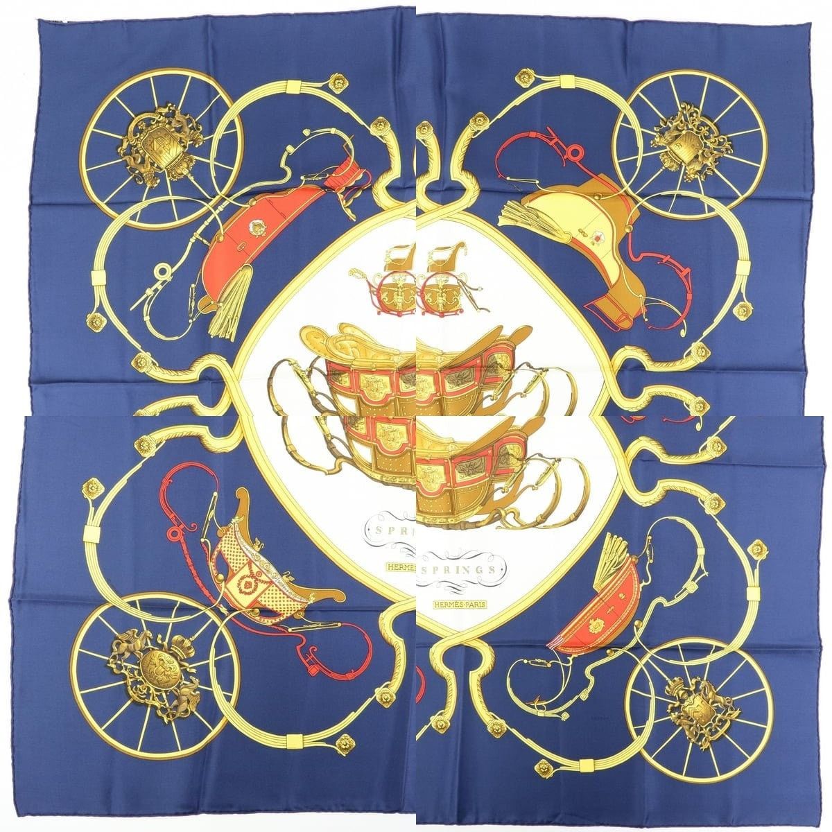 Hermes Hermes Springs Carre 90 Silk Scarf Navy Size ONE SIZE - 3 Thumbnail