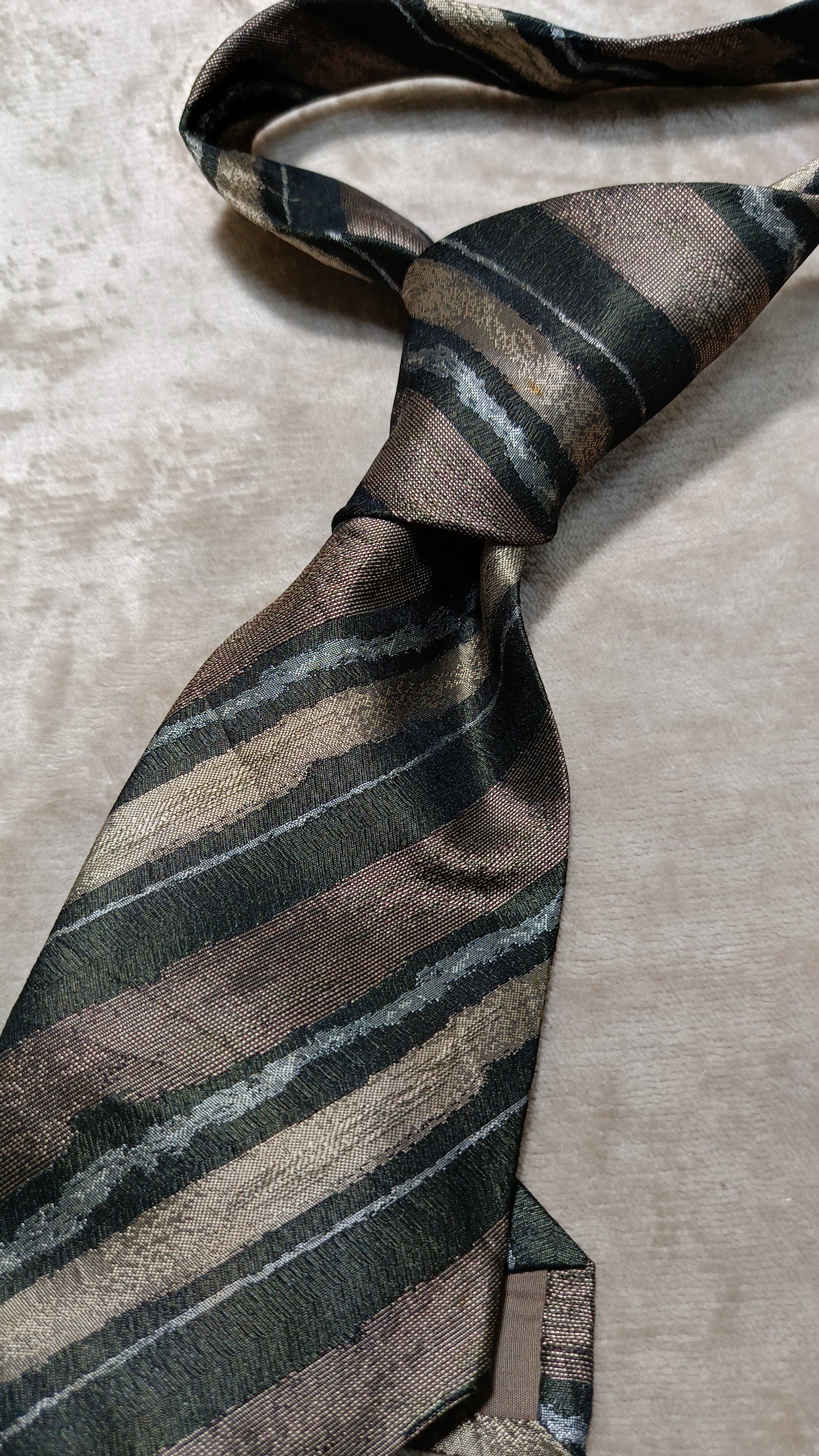 Issey Miyake Issey Miyake Japan slant striped black brown tie Size ONE SIZE - 2 Thumbnail