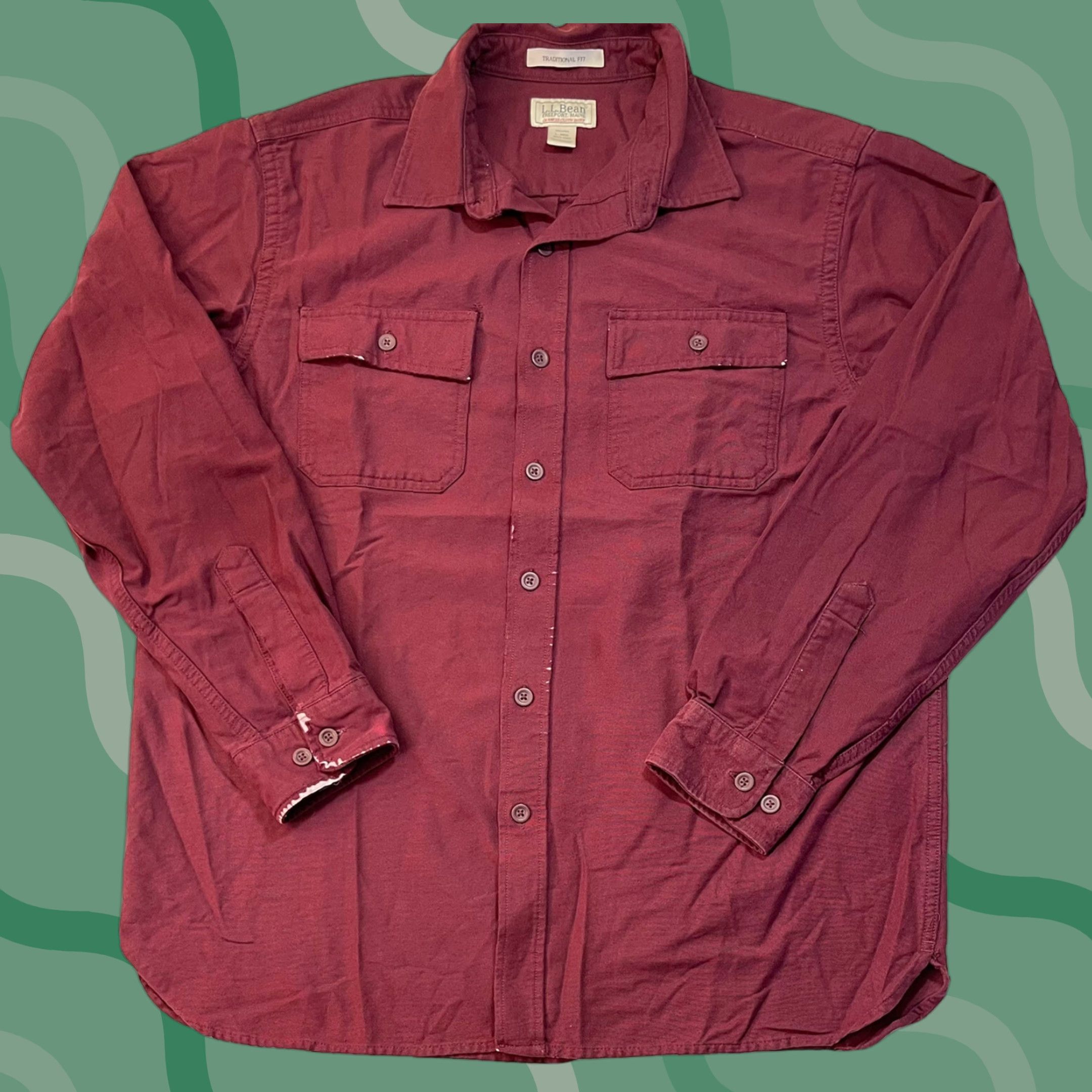 Vintage VINTAGE LL BEAN Chamois Shirt Shirt Men L Red Flannel Button-Up 1990s Casual Hunting Fishing Cotton Regular Size L Mens Size US L / EU 52-54 / 3 - 1 Thumbnail