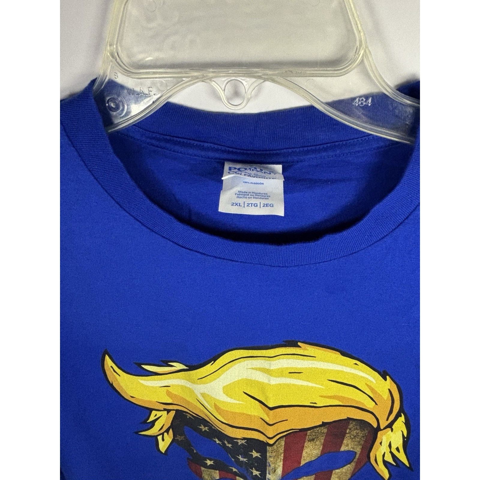 The Unbranded Brand Trump Punisher Skull Tee 2XL Blue USA Flag Hair Graphic Size US XXL / EU 58 / 5 - 3 Thumbnail