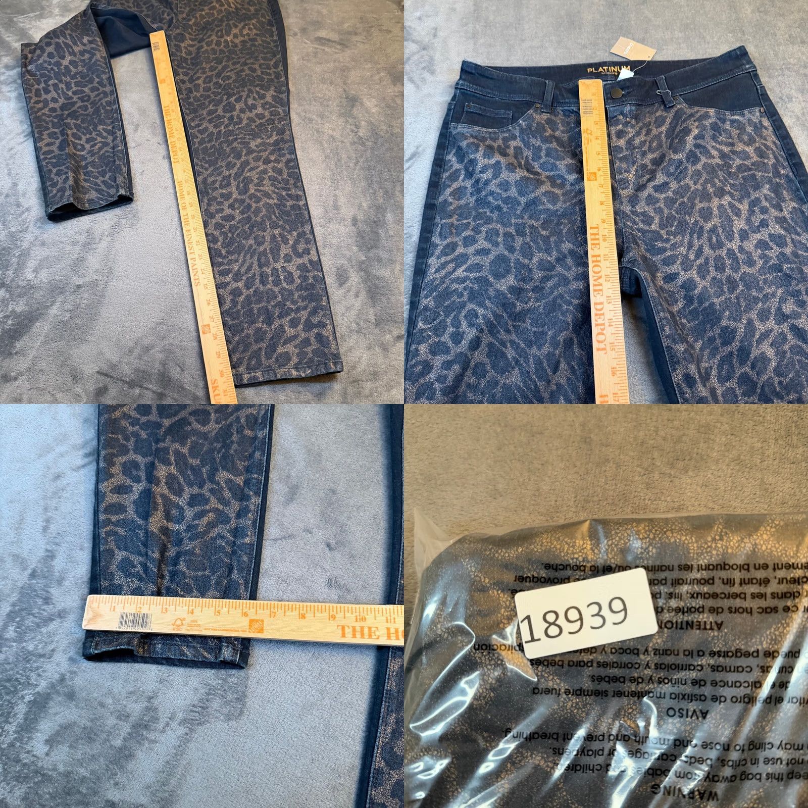 Vintage Chico's Jegging Womens 2 Blue Metallic Animal Print Stretch Slim Button Zip Five-Pocket Jeans Size 26" / US 2 / IT 38 - 8 Thumbnail