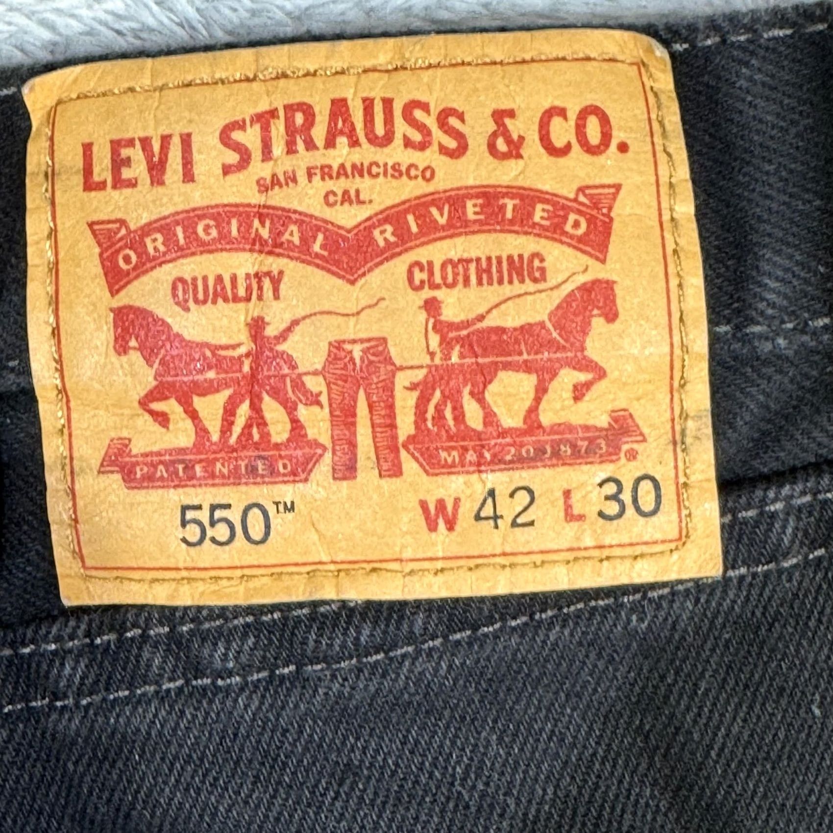 Levi's VINTAGE Levis Jeans 550 Relaxed Taper Black Mens 42x30 Denim 5-Pocket Size US 42 / EU 58 - 3 Thumbnail