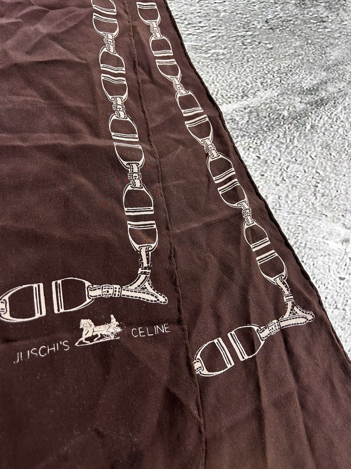 Celine × Vintage Celine silk scarf vintage brown chains Size ONE SIZE - 2 Thumbnail