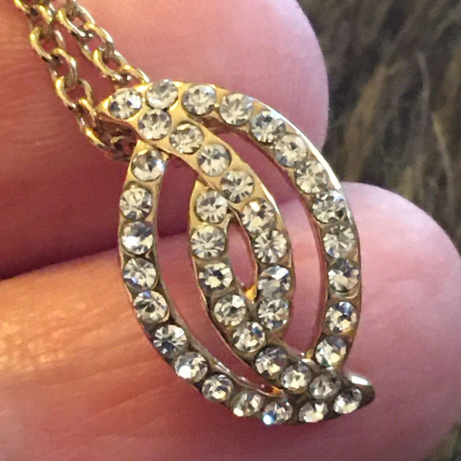 Jewelry Clear rhinestone covered pendant on rolo chain Size ONE SIZE - 6 Thumbnail