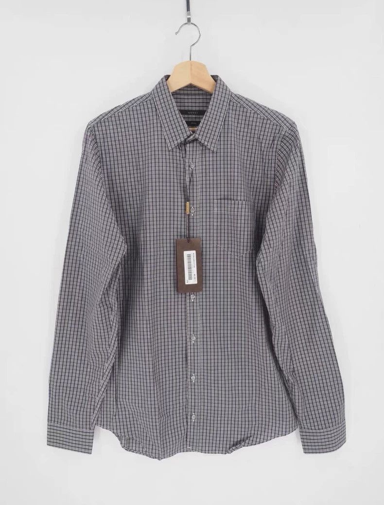 Gucci GUCCI Dark blue little plaid old money shirt Size US XXS / EU 40 - 1 Thumbnail