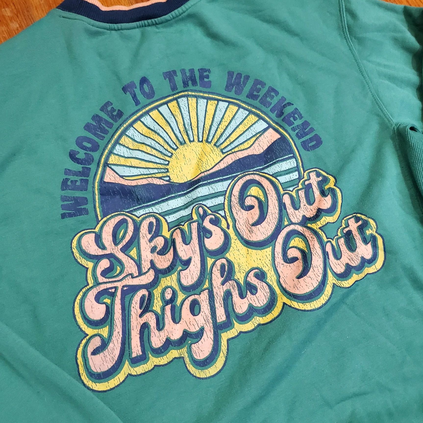 Chubbies Chubbies Sweatshirt Mens Large Green Sky's Out Thighs Out Fleece Pullover Size US L / EU 52-54 / 3 - 2 Thumbnail