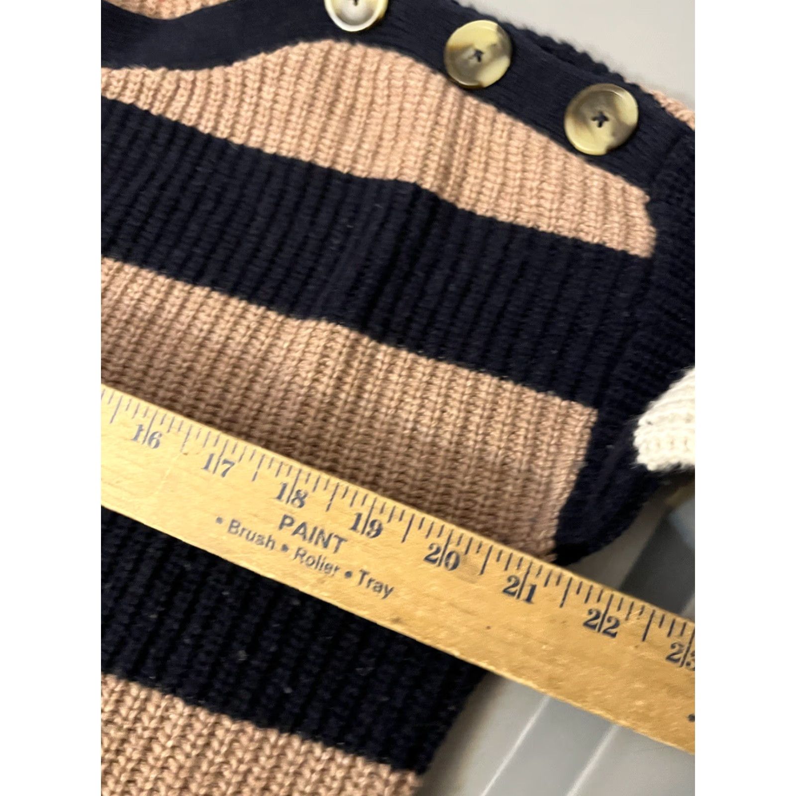 Madewell Madewell Merino Wool Sweater Womens Small Calloway Boat Neck Pullover Striped Brown Knit Crew Neck Casual Fall Winter Relaxed 100% Merino Wool Size S / US 4 / IT 40 - 6 Thumbnail