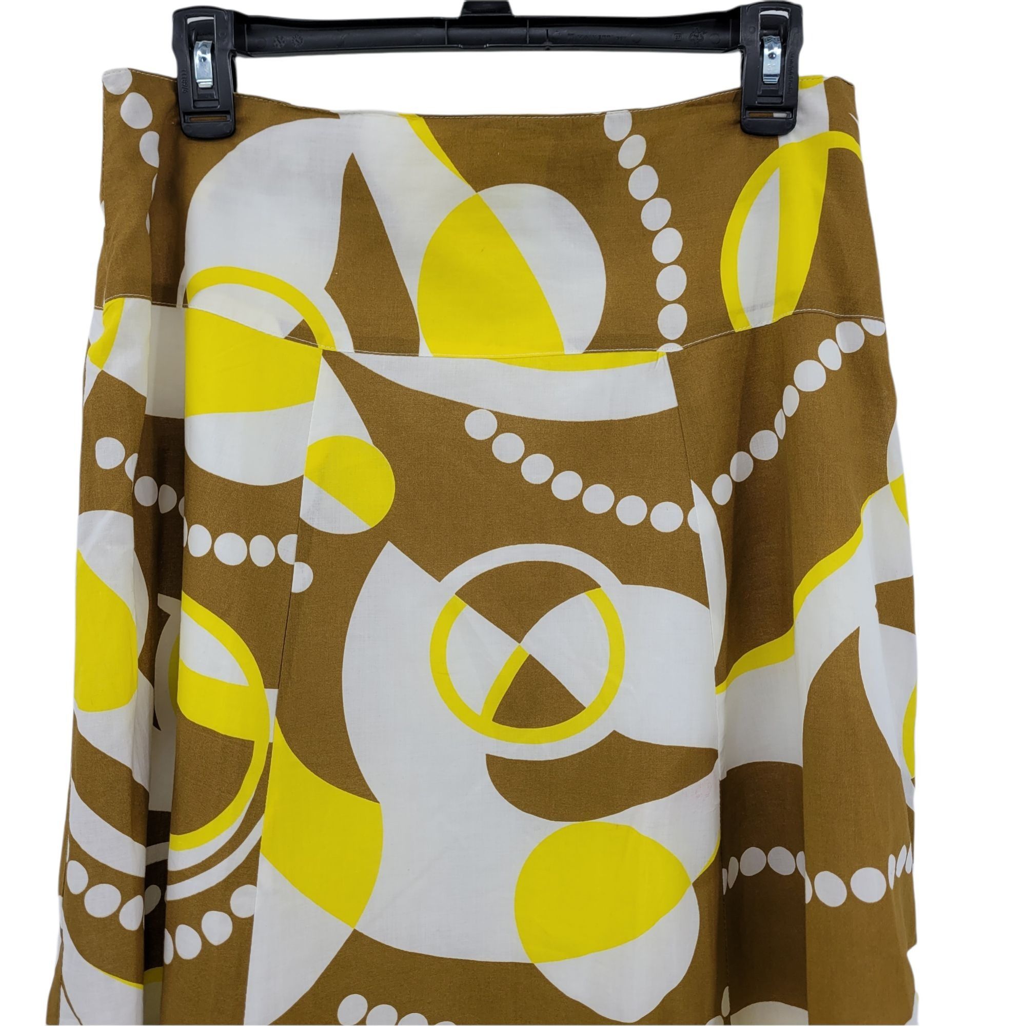 Vintage Vtg Mod Artsy Skirt Sz L Yellow Brown Abstract Geometric Pri Size 32" / US 10 / IT 46 - 4 Thumbnail