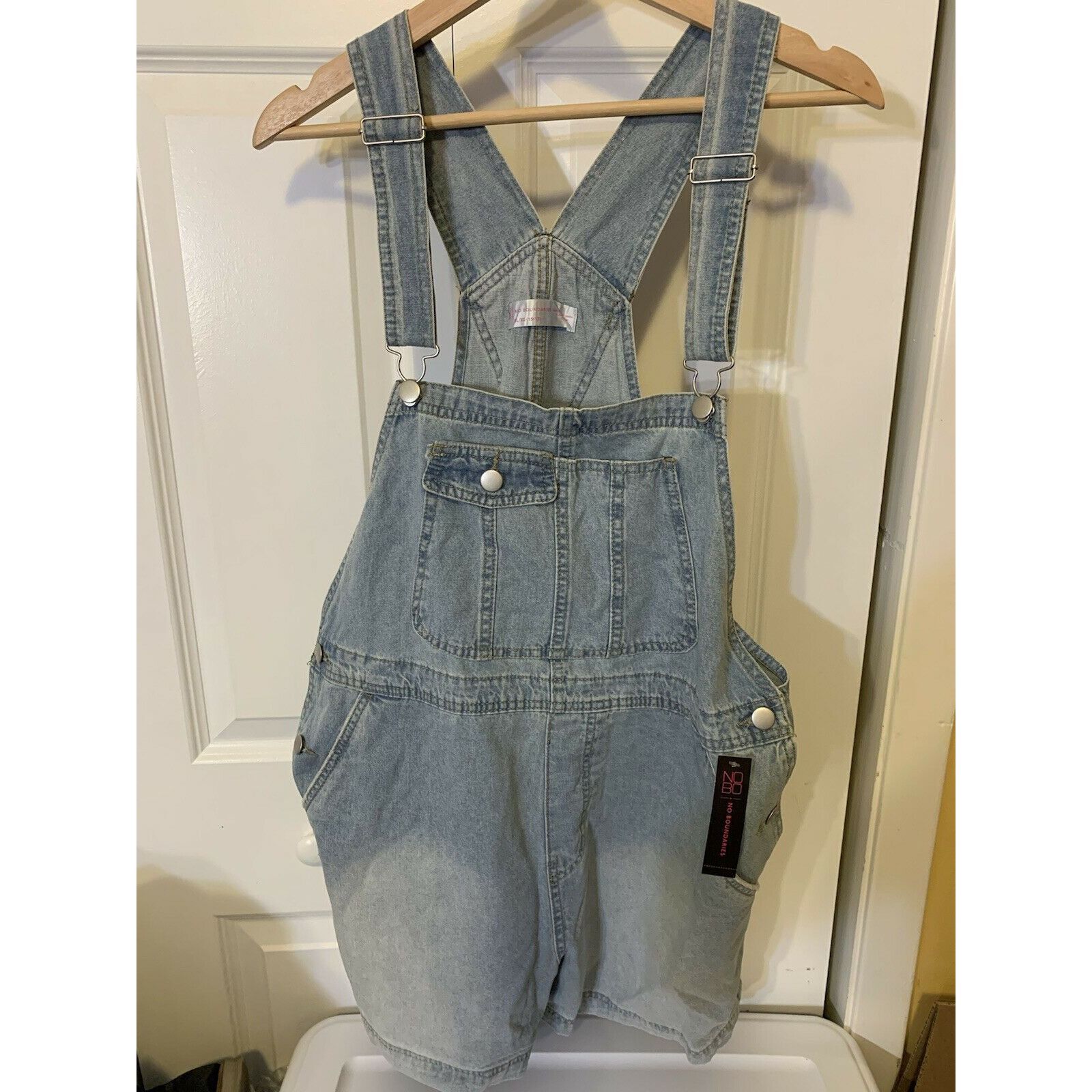 Other New No Boundaries Bib Overalls Women’s Sz XL 15-17 Shorts De Size 33" - 1 Thumbnail