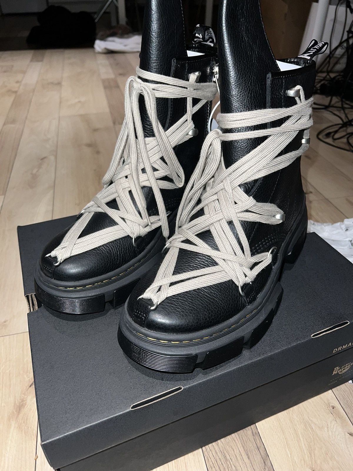 image of Dr Martens x Rick Owens 1460 Dmxl Megalace Shoes in Black, Men's (Size 12)