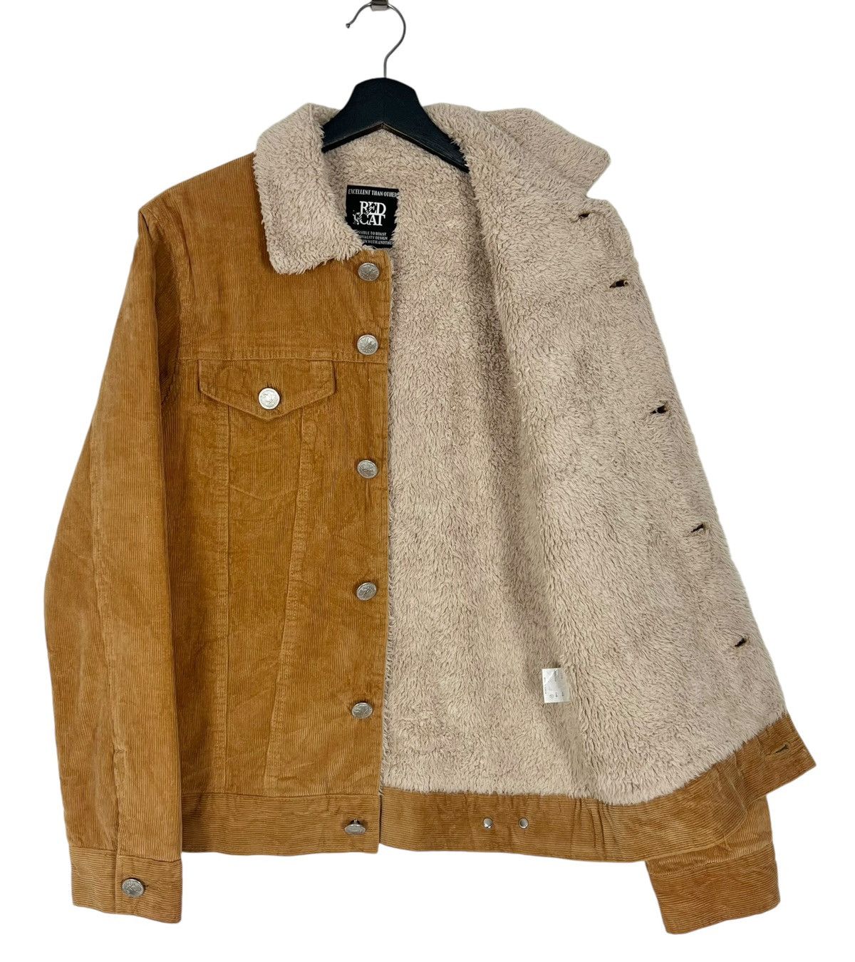 Vintage Red Cat Quarter Dollar Button Sherpa Jacket
