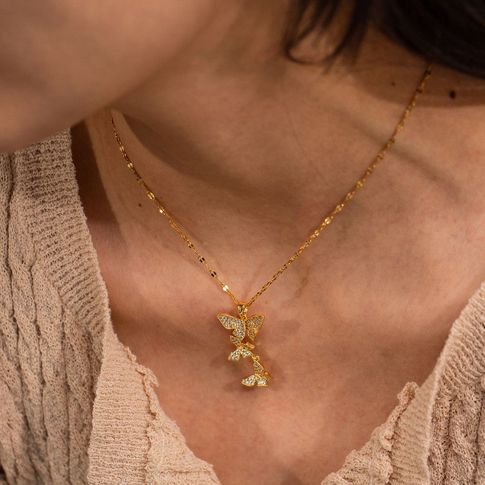 Other 18K Gold Butterfly Zircon Pendant Necklace Size ONE SIZE - 5 Thumbnail