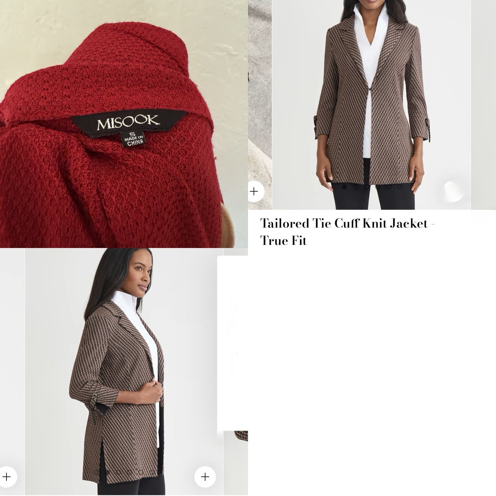 Vintage VINTAGE Misook Tailored Tie Cuff Knit Jacket Red Textured Woven Knit Size S Size S / US 4 / IT 40 - 8 Thumbnail