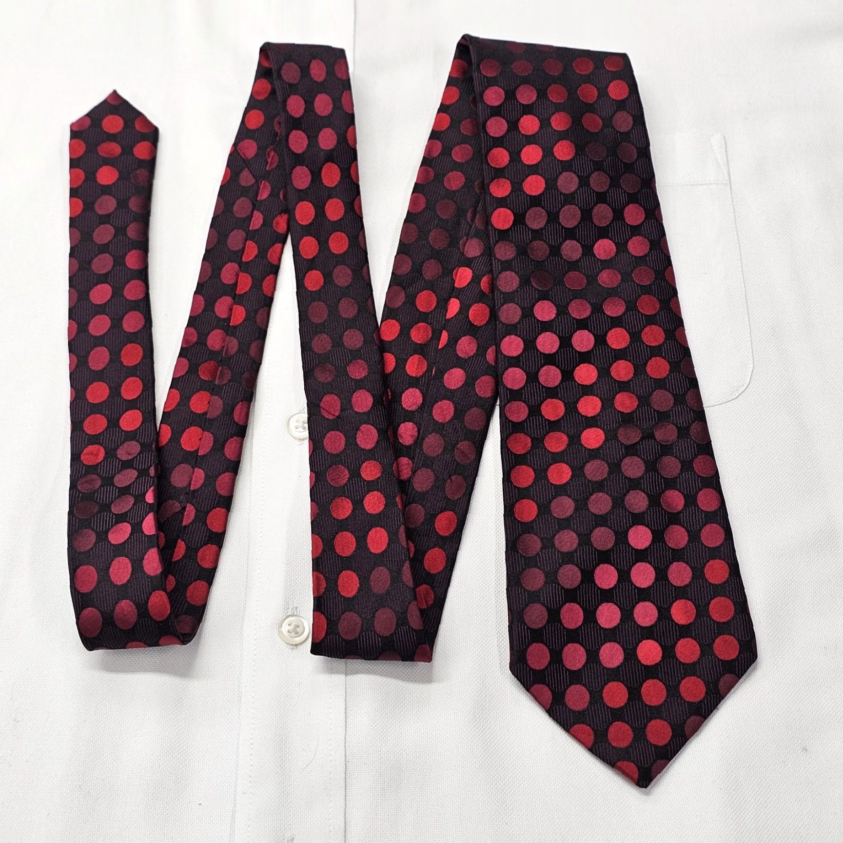 Sean John Sean John Silk Necktie Men Red Black Pink Polka Dot Tie Preppy Office Wear Long 60.5" x 3.75" 100% Silk Vintage? Size ONE SIZE - 2 Thumbnail