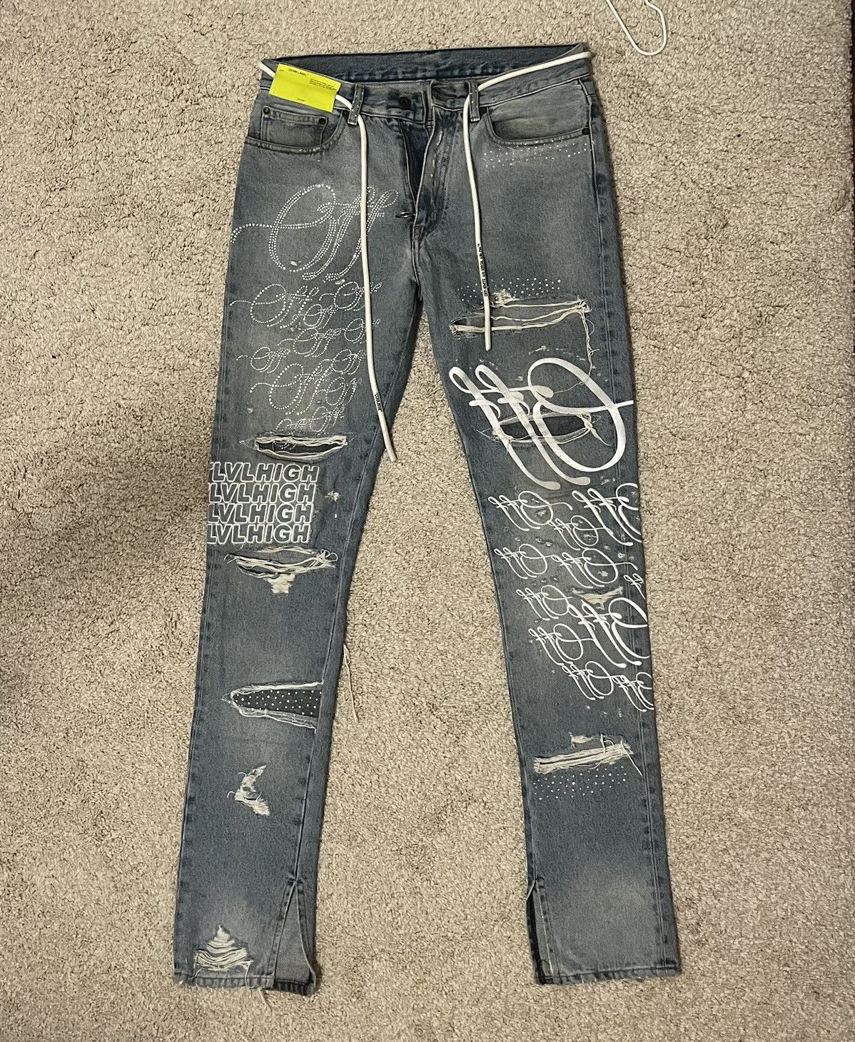 image of Ev Bravado x Off White Off-White Mrdr Brvd Jeans in Blue, Men's (Size 31)