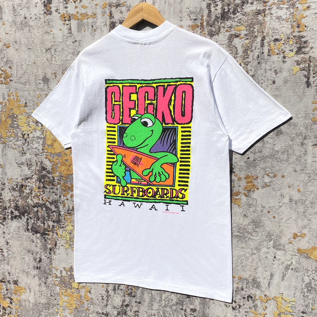 Vintage Vintage 90s Gecko Surfboards Hawaii Shirt Back Hit Gecko Size US M / EU 48-50 / 2 - 3 Thumbnail