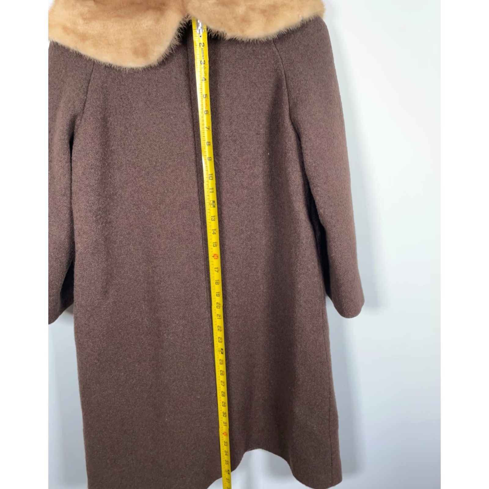 Vintage VINTAGE Bickler Forstmann Wool Coat Women's Small Overcoat 60s Brown Fur Collar Classic Retro Lined Pockets Swing Coat - Casual Womens Small Brown Size S / US 4 / IT 40 - 6 Thumbnail