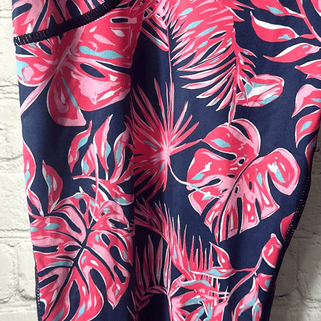 Paradise Simply Southern Leggings Women L Paradise Blue Pink Multicolor Capri New Size 36" / US 14 / IT 50 - 4 Thumbnail