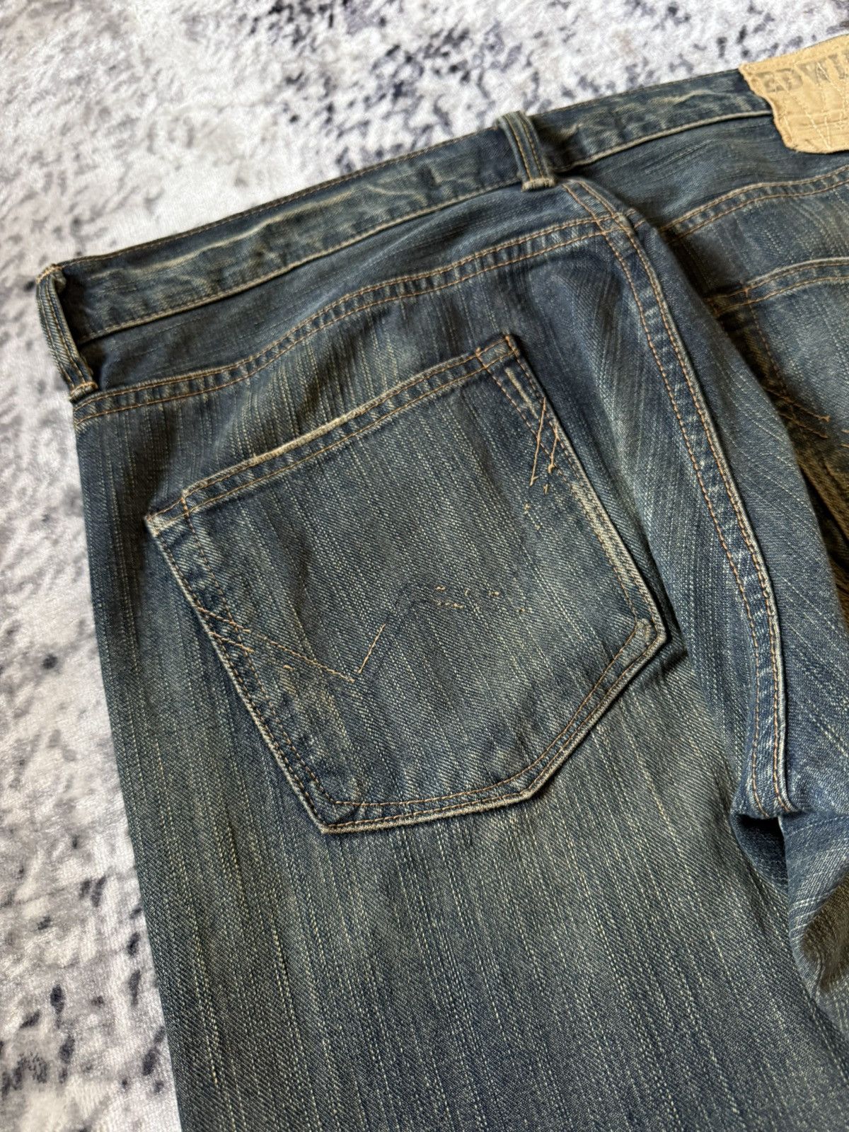 Japanese Brand Vintage Edwin 403xv Stitch Repaired Mud Wash Straight Jeans Size US 34 / EU 50 - 11 Thumbnail