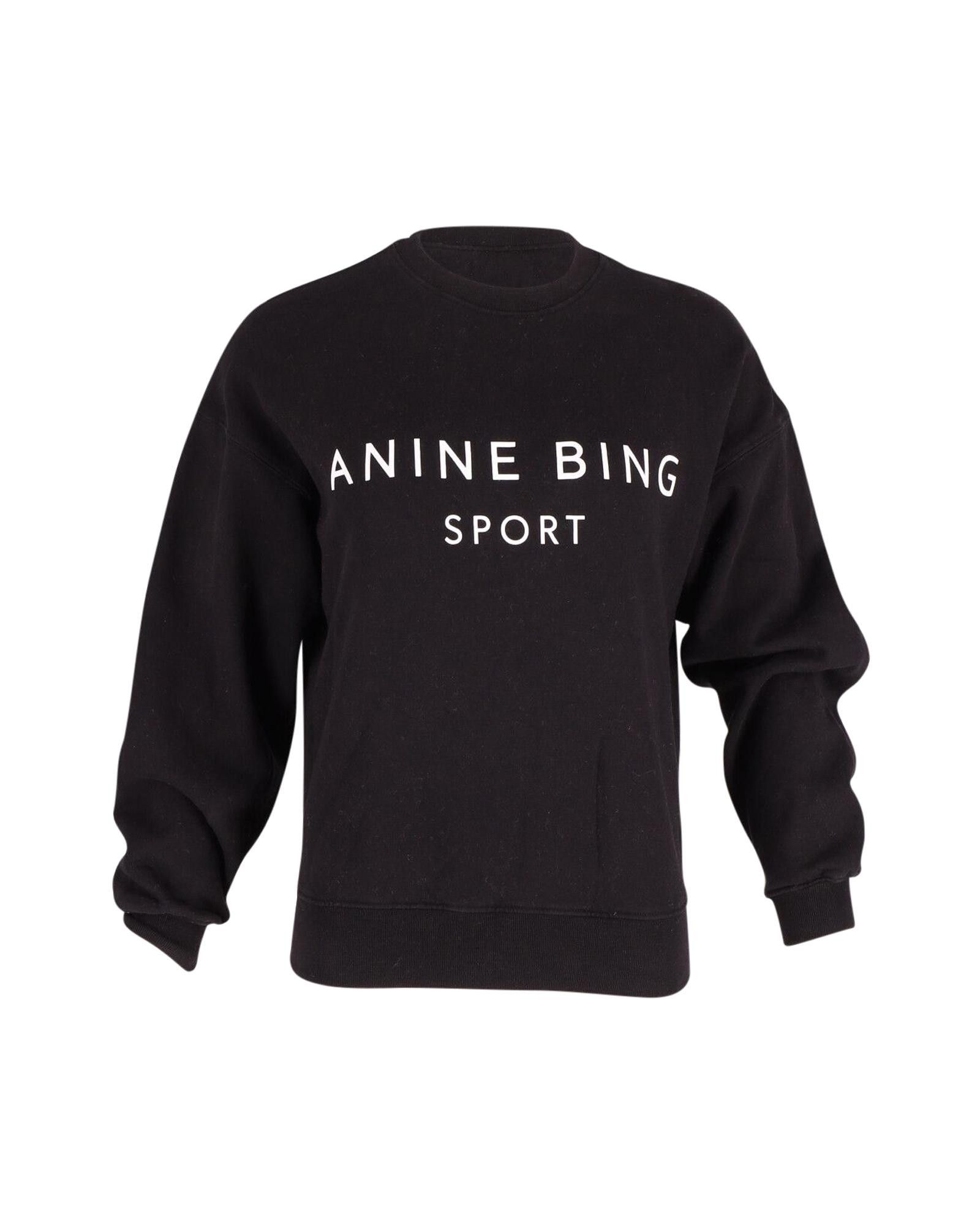 image of Anine Bing Organic Cotton Branded Sweatshirt With Contrasting Print in Black, Women's (Size XS)