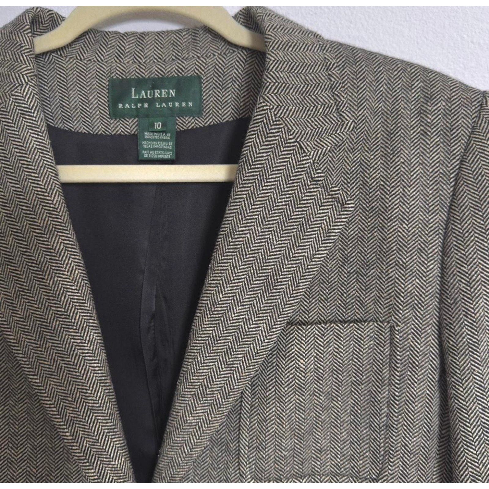 Ralph Lauren Ralph Lauren Herringbone Grey Equestrian Buttons Blazer 10 Size L / US 10 / IT 46 - 2 Thumbnail