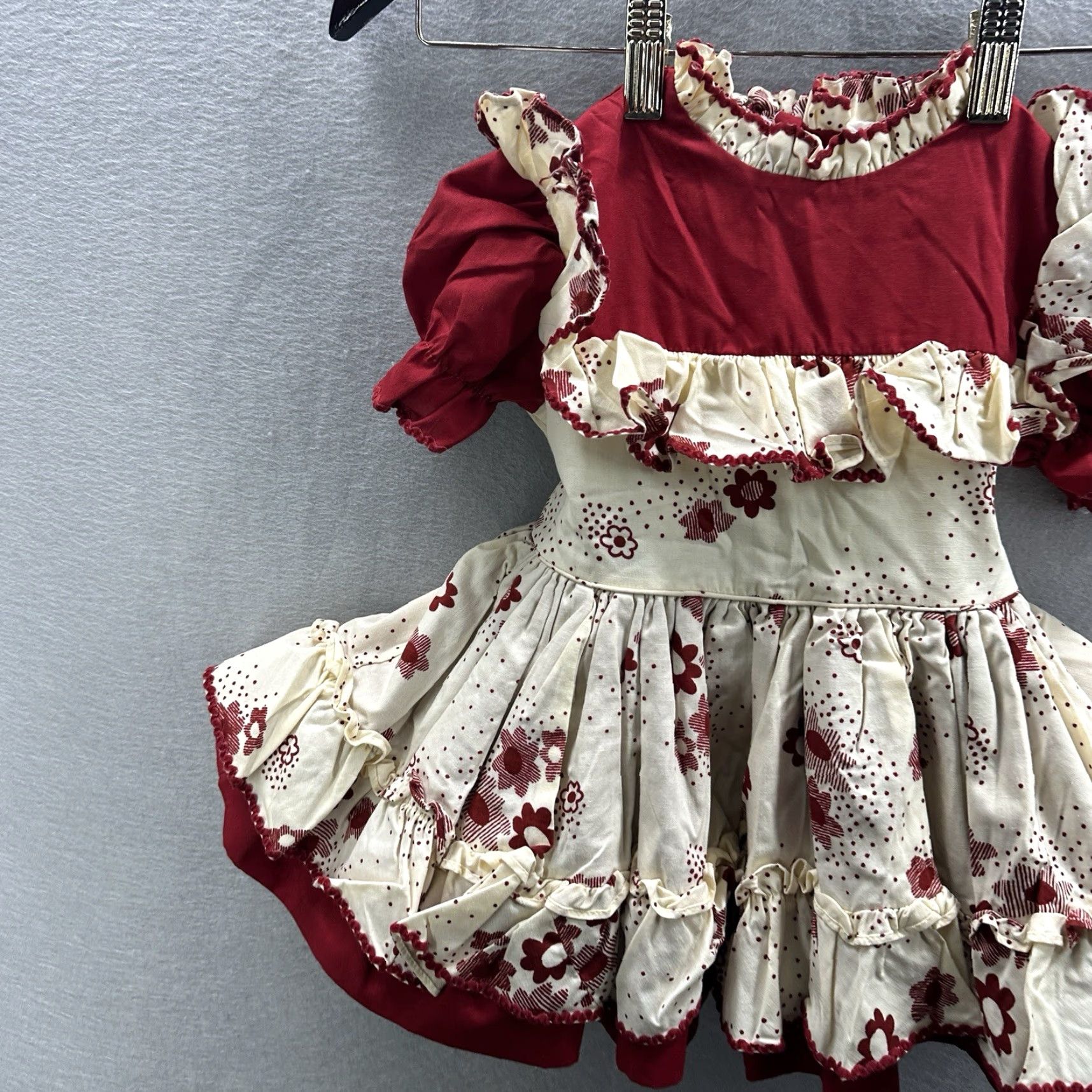 Vintage VINTAGE Martha's Miniatures Dress Shirt Girls 3-4T Red 1980s Cottagecore Pageant Twirl Miniatures Size ONE SIZE - 3 Thumbnail