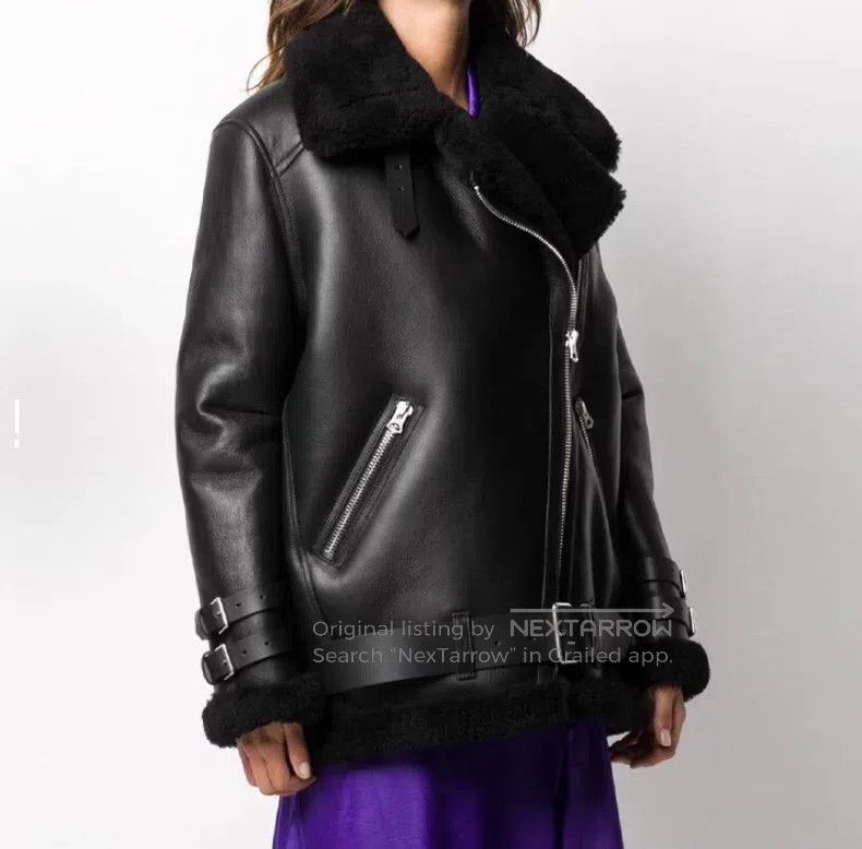 Acne Studios Acne Studios Black Lamb Fur Notched Collar Zip-Up Long Sle Size XS / US 0-2 / IT 36-38 - 7 Thumbnail