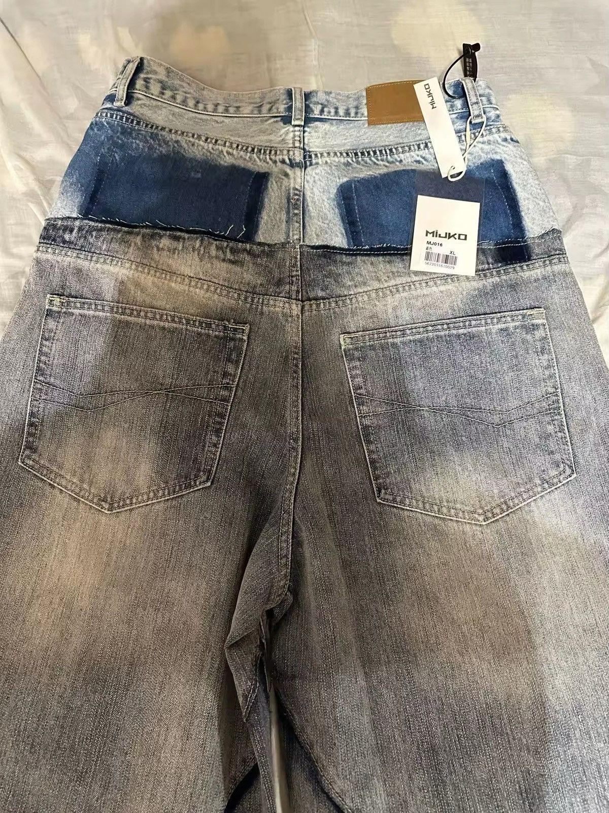 Jean × Vintage Double-layer Waist Patchwork Baggy Jeans Size US 33 - 10 Thumbnail