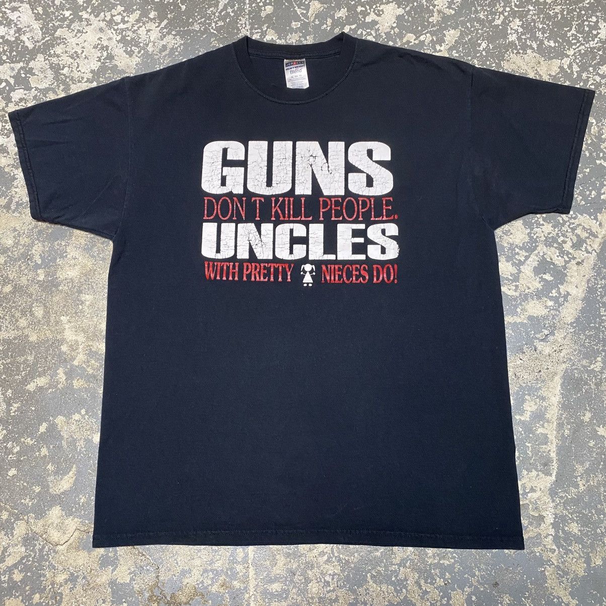 Japanese Brand × Vintage Vintage Guns Don’t Kill People Uncles With Pretty Nieces Do Size US XL / EU 56 / 4 - 9 Thumbnail