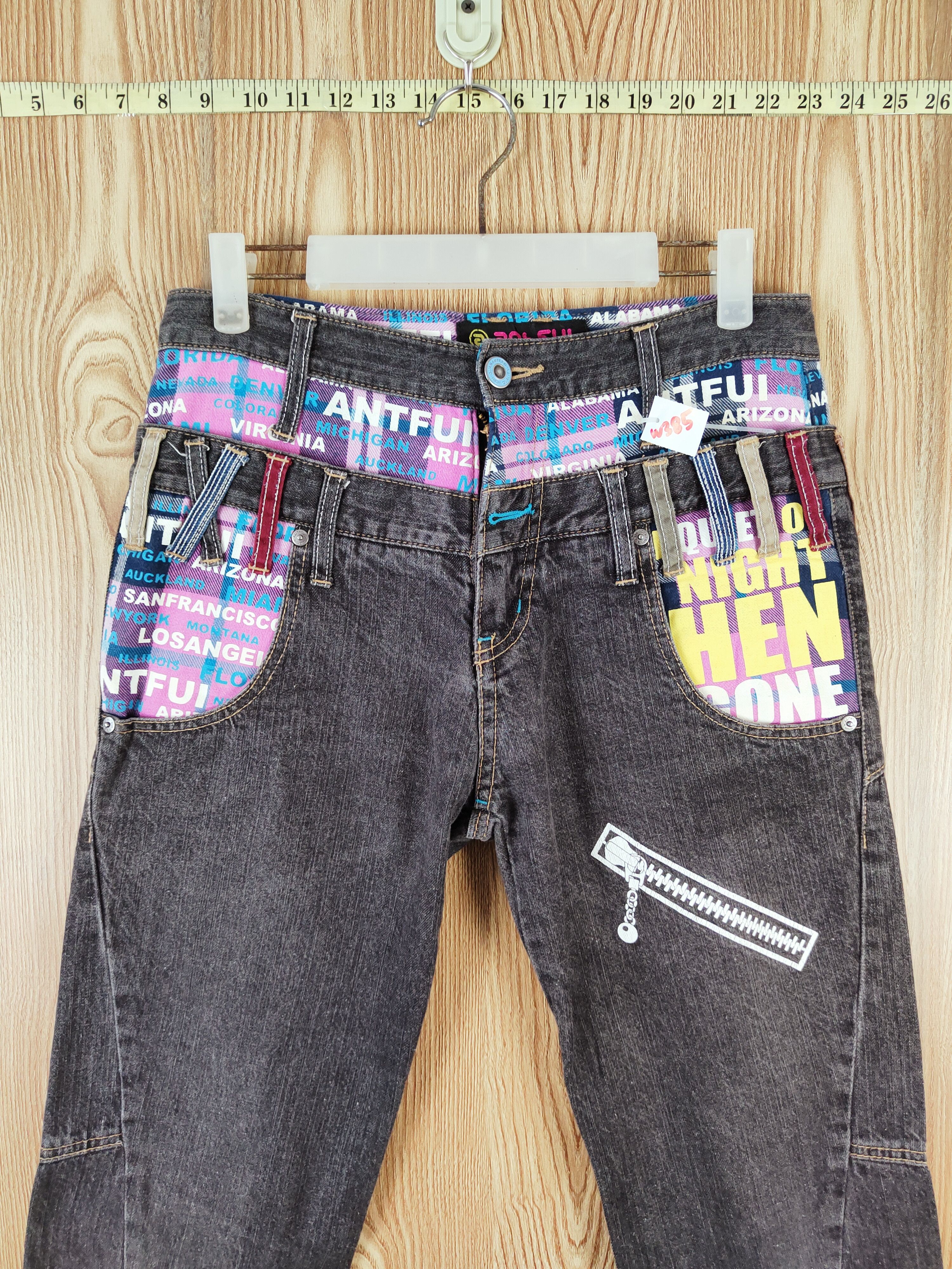 Japanese Brand Antfui Black double waist Faded Ripped denim #W385 Size US 30 / EU 46 - 2 Thumbnail