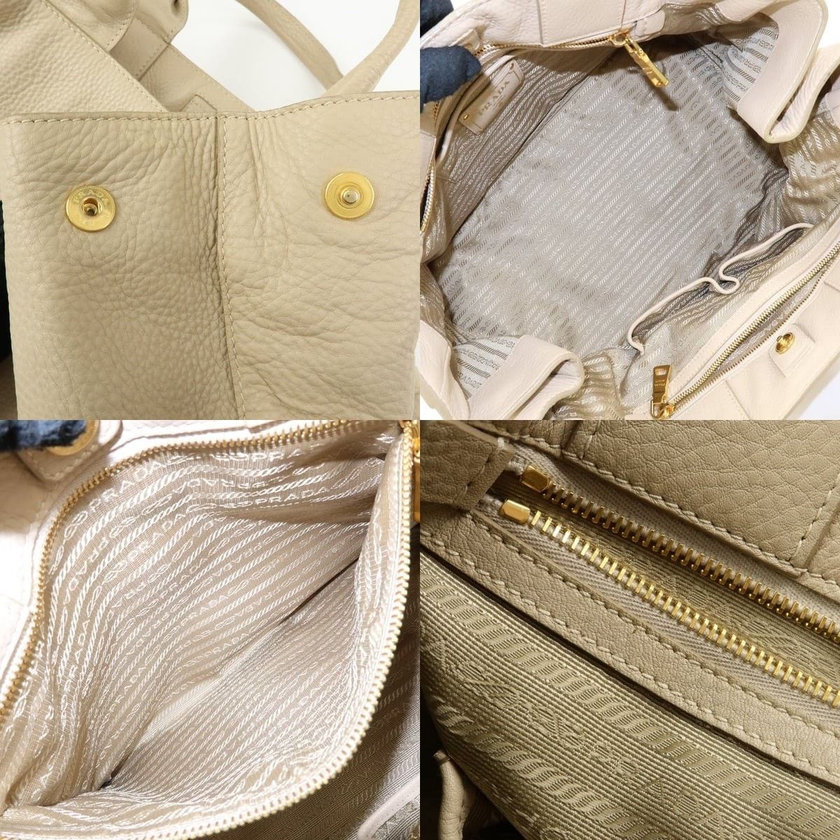 Prada Prada Vitello Daino Tote Beige Size ONE SIZE - 7 Thumbnail