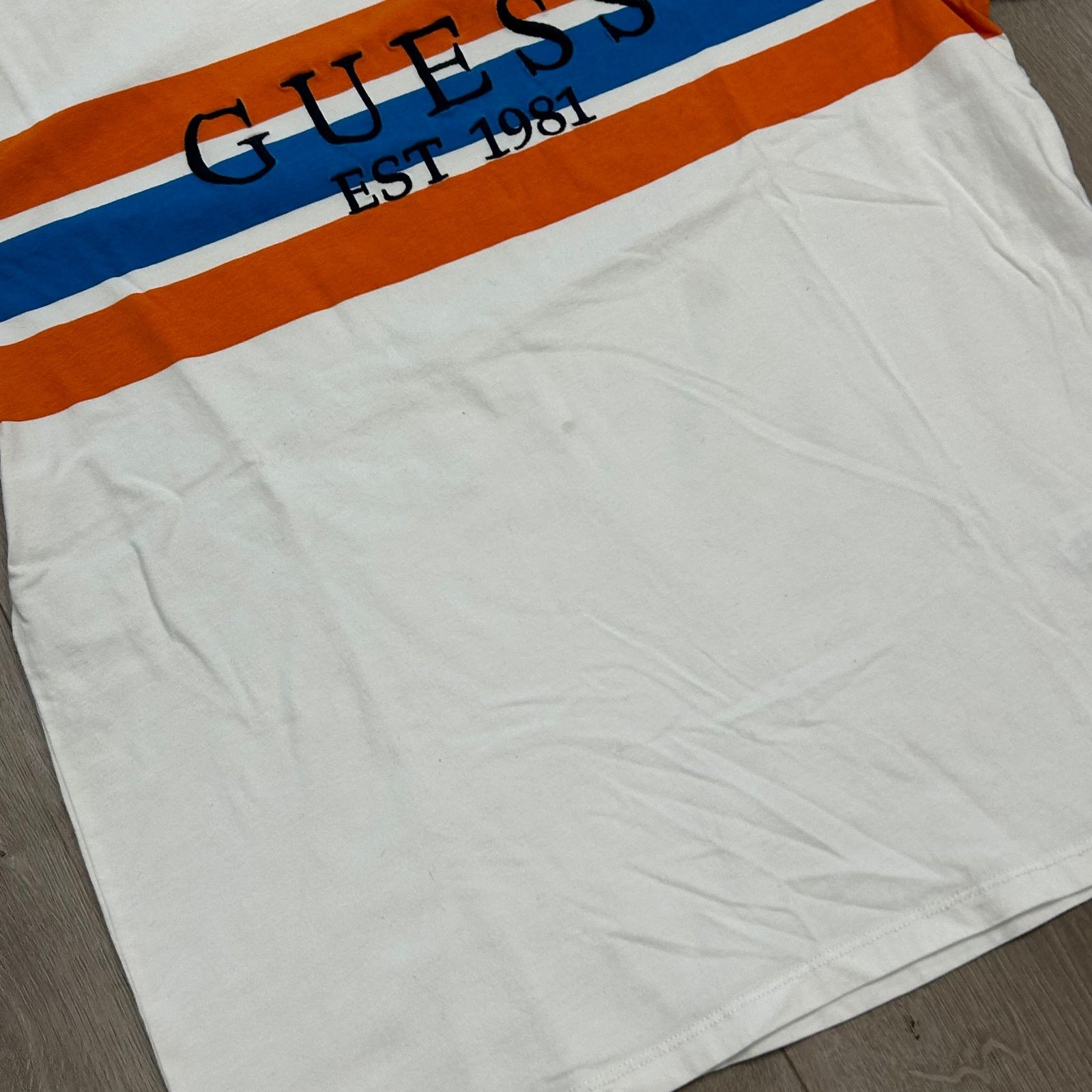 Guess Guess Retro Ringer 90s Orange Blue White Stripe Tee T Small Size US S / EU 44-46 / 1 - 2 Thumbnail