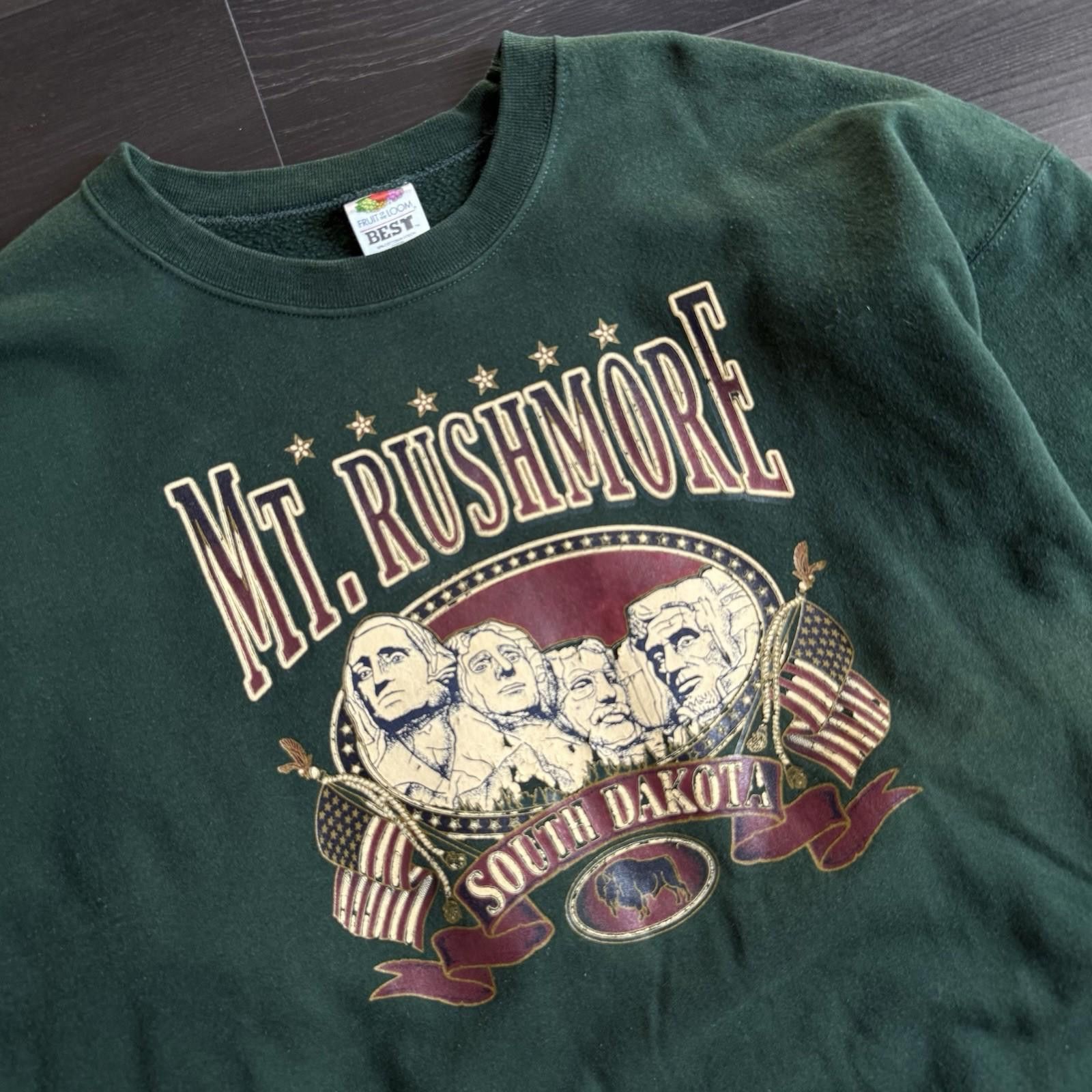 Fruit Of The Loom Vintage Mt. Rushmore Sweatshirt Mens XXL Heavy Green Size US XXL / EU 58 / 5 - 2 Thumbnail