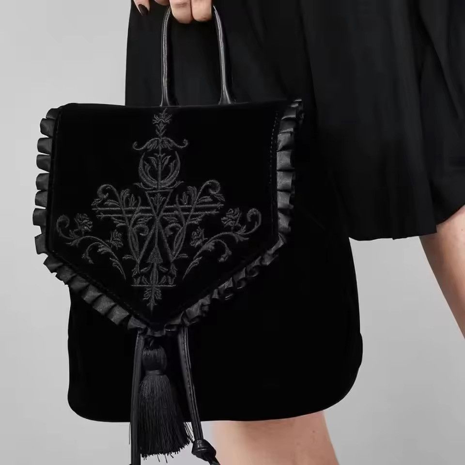 Other Handmade Gothic Witch Harajuku Velvet Backpack Size ONE SIZE - 2 Thumbnail