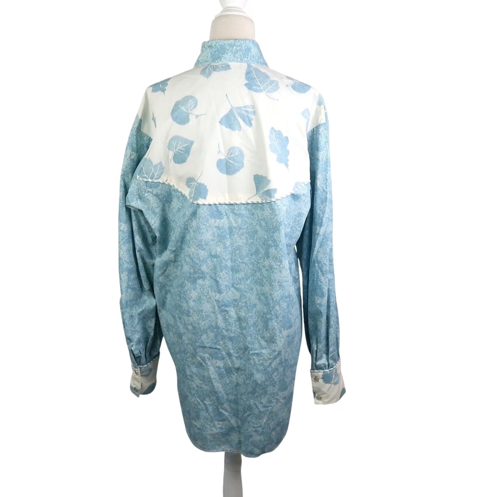 Vintage VINTAGE Shirt Mens M Blue and White Leaf Print Western Snap Front Size US M / EU 48-50 / 2 - 4 Thumbnail