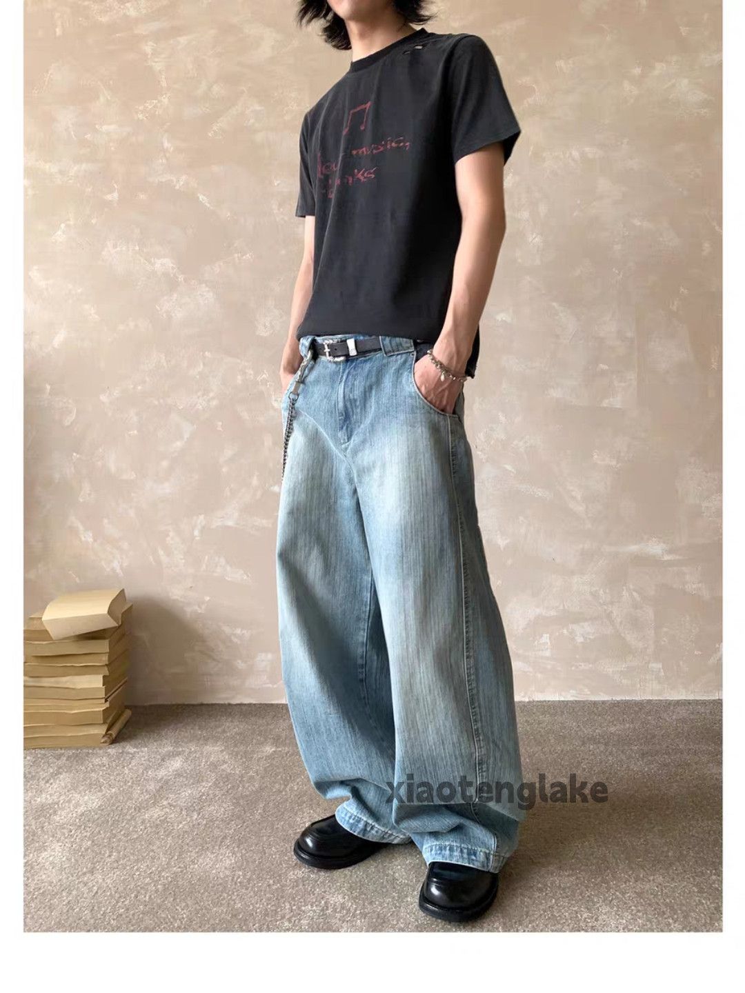 Jean Unisex washed faded cleanfit yuppie y2k dance jeans Size US 28 / EU 44 - 12 Thumbnail